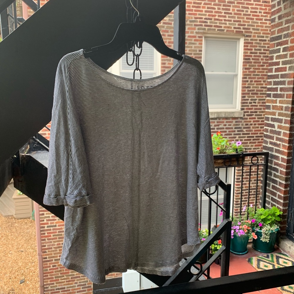 Loft Striped Linen Knit Tee Dolman Sleeved Tee